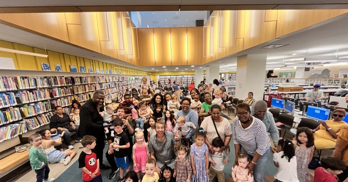 Families filling a library for a Rockness Music show
